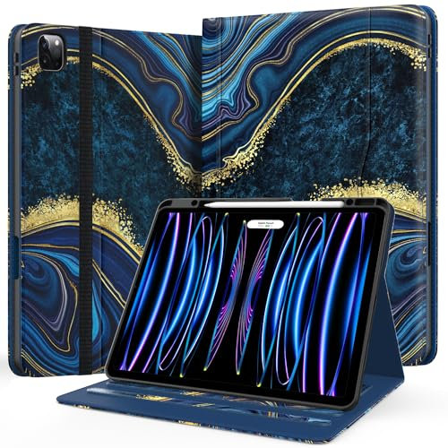 Zonefoker Schutzhülle für iPad Pro 12,9 Zoll 6. / 5. / 4. / 3. Generation 2022/2021/2020/2018, 32,9 cm (12,9 Zoll) iPad Pro Leder-Schutzhülle 6/5/4/3 Gen mit Stifthalter, automatische
