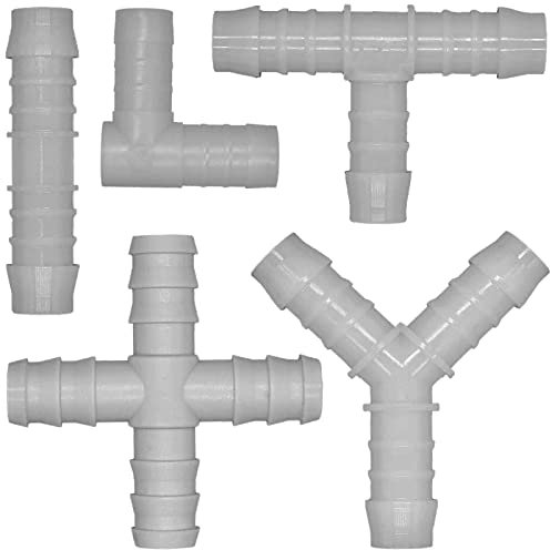 Kunststoff Schlauchverbinder alle Sorten | für 8 10 12 16 18 20mm Schlauch | Tülle Abzweig Winkel T-Stück > T-Schlauchverbinder 12mm