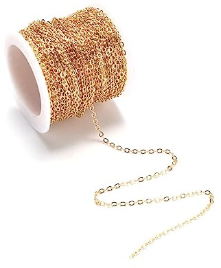 Yurosiay 10m×1.8mm Kupfer Gliederkette Schmuck Ketten Basteln Metall Kreuzkabelketten Mit Spule DIY Panzerkette Schmuckketten zum Basteln Gliederkette Roll für Schmuckherstellung Silber