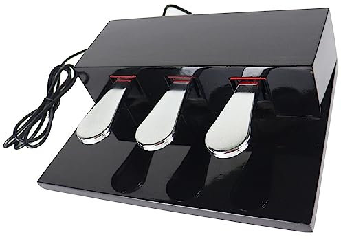 Sustain Three-pedal, Universal Electronic Keyboard Three-pedal Unit with 5-pin Plug, Fast Rebound Without Noise, Sensitive Pedaling, for Electric Piano/electronic Organ/NIDI Synthesizer