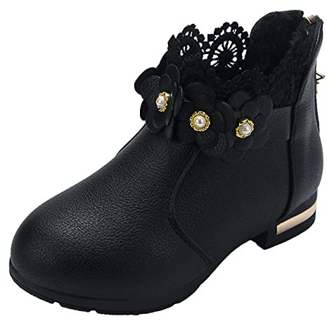 LZPCarra Stivali invernali per bambini, taglia 32, unisex, per bambini, taglia 32, Nero , 35 EU