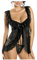 ROSVAJFY Femme Sexy Nuisette Dentelle Florale Lingerie Mini Chemise de Nuit avec String Babydoll Vêtements de Nuit Coquine Dentelle Transparente Robe de Nuit Courte Dos Nu (Noir)