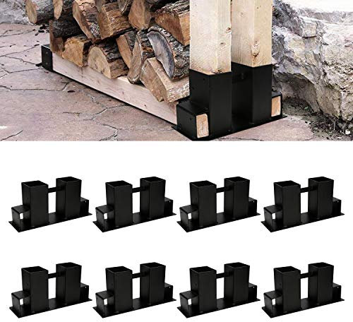 Jopassy 12er Set Holzstapelhilfe, Stabile Brennholz Stapelhilfe, Feuerverzinkt Holzstapelhalter, kaminholz stapelhilfe, Verstellbare Holzstapelhilfe, DIY Holzunterstand für Kanthölzer,schwarz
