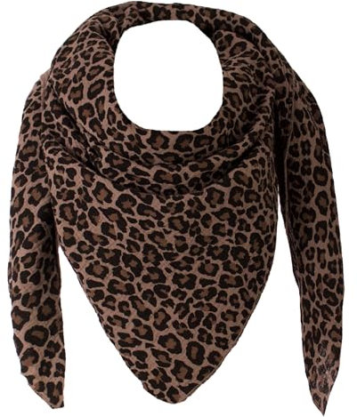 FASHION YOU WANT XXL Tuch LEO Farben Farbwahl Halstuch Musselintuch Musselin Leopard Muster Damen Damenhalstuch Dreieckstuch Schal Frauen leicht (doppellagig) (Leo klein braun)