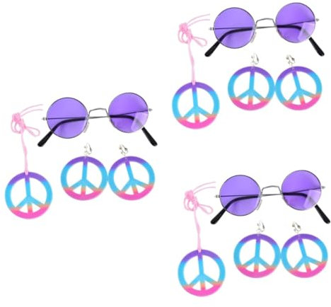 Amosfun 12 Stück 1 eine Halskette Embleme Halsketten Peace-Zeichen-Halskette Peace-Zeichen-Anhänger bunte brille Gläser das Schild Frieden Ohrringe