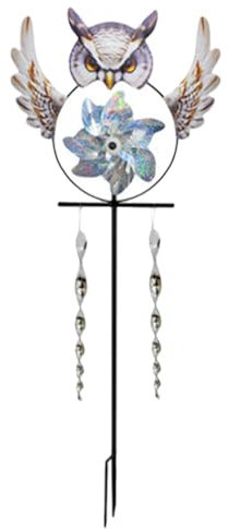 TOVINANNA Metall Windmühle Gartendeko Windspinner Vogelabwehr Windmühlenstecker Reflektierend Für Garten Terrasse Gegen Tauben Krähen Und Andere Vögel Installieren