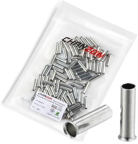 Chanzon 100pcs EN4012 Non Insulated Wire Ferrules for 12AWG(4mm²) Cable Pure Copper Electrical Crimp Connector Terminal Tin Coating Tube