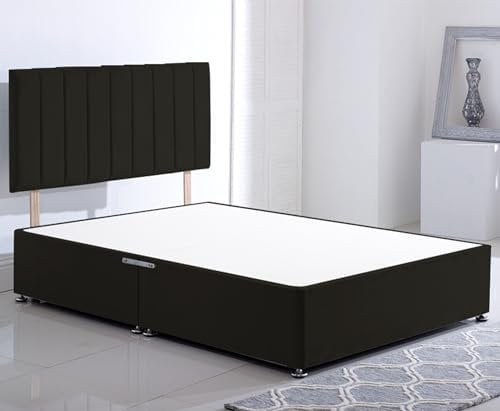 ComfoRest - Elegant 5FT King Size Divan Bed, NO DRAWER | Minimalist Frame for Modern Bedrooms | Durable Design for Versatile Interiors (Black Plush)