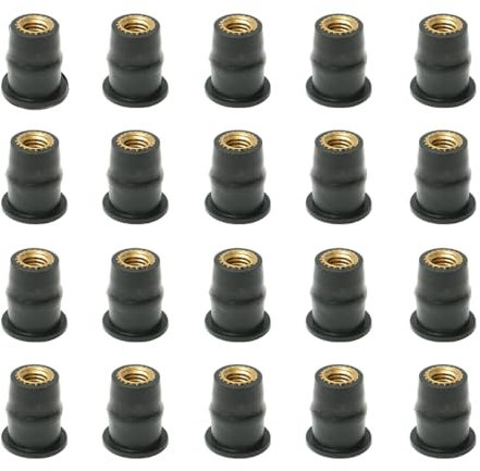 JNNJ 20 Stück Motorrad-Windschutzscheiben-Muttern, M5 Gummi-Well-Muttern, Windschutzscheiben-Schrauben Gummi Boote, Windschutzscheibe Schrauben Wellnut Bolzen(9.5mm)