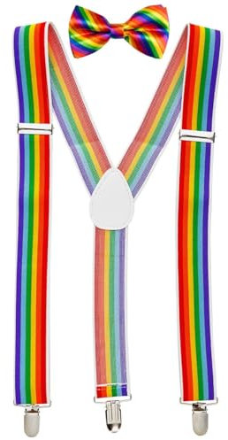 Goldschmidt Kostüme Hosenträger und Fliege Set längenverstellbar Deluxe (Regenbogen)