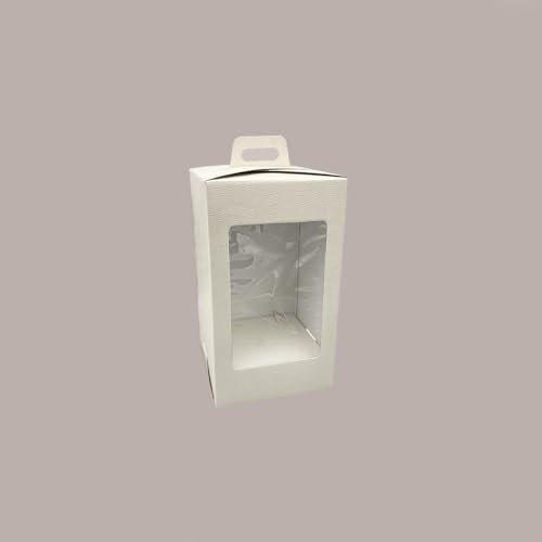 Lucgel Srl - Caja para huevos de chocolate con fondo de papel blanco goloso con ventana transparente 180 x 180 x 290 mm - 5 unidades