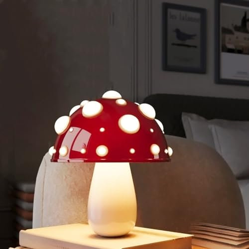 Bammare Kleine Pilz Lampe, LED Wiederaufladbare Pilz Nachtlampe, Pilzlampe mit Touch-Steuerung für Schlafzimmer, Wohnzimmer, 2 Glühbirnen Inklusive
