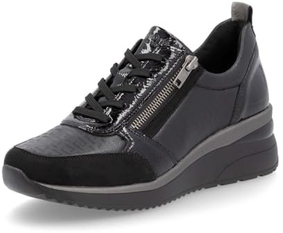 Remonte Damen Low-Top Sneaker D2401, Frauen Halbschuhe,lose Einlage,Freizeitschuhe,Turnschuhe,Laufschuhe,schnürschuhe,schwarz Kombi (06),41 EU
