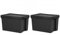2 X 62L Extra Large Black Wham Bam 100% Recycled Plastic Containers with Lid Stackable Strong Heavy Duty Storage Box Organiser Toys Shoes Storage Box for Garage Home Office
