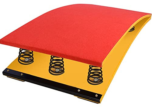 Turngeräte für Kinder, Turn-Sprungbrett für Erwachsene, Sprunggerät für Fitnessstudio/Spielzimmer/Leichtathletik-Training mit 9 Federn, Sprungbrett aus Holz für Weitsprung/Luftsprung (Rot, 9 Federn,
