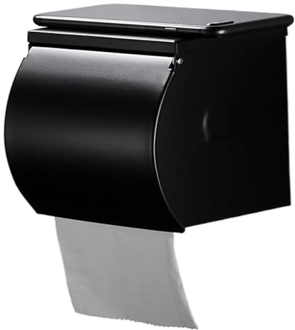 VUFVOID WC-Papierabdeckung, schwarzes Toilettenpapier, wasserdichter Edelstahl-Toilettenpapierrollenhalter, Katzen- und Hunde-sicher, Toilettenpapierhalter für Badezimmer, mattschwarzer