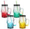 binsakao Lot de 4 tasses d'Halloween – Bocal Mason avec couvercles, pailles et poignée – Verres colorés pour décoration de fête d'Halloween, bar, 473,6 g