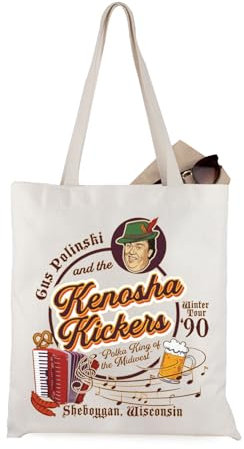 WCGXKO Familienkomödie inspirierte Tragetasche, gepunktet, König des Mittelwestens, Geschenk zu Weihnachten, Filmgeschenk, Beige, Medium