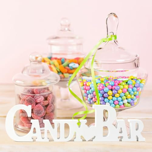 Decoración de barra de caramelos, letras de madera, accesorios de barra de caramelos, cartel blanco para barra de caramelos, decoración de mesa para bodas, cumpleaños, fiestas, etc. (30 x 7,8 x 1,8