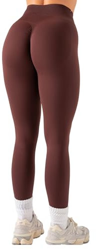 OUDOTA Sport Leggings Damen Scrunch Butt Gym Leggins Seamless High Waist Butt Lifting Yoga Hose Shape Push Up Sportleggins Damen Lang Braun,M