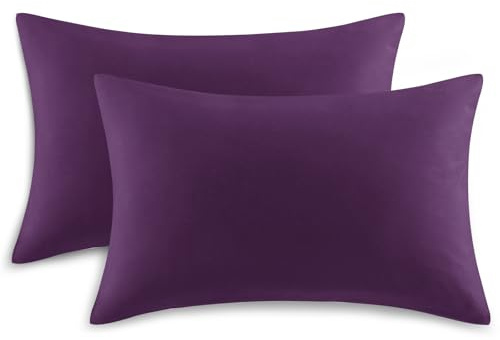 Tifschlaf Pillow Cases 2 Pack - Purple Pillowcases Pack of 2, 100% Brushed Microfiber Standard Queen Pillow Covers With Envelope Closure, 50x75 cm