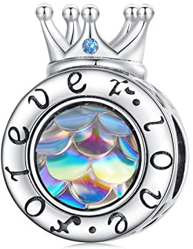 Kronen Charms für Pandora Armbänder für Frauen, Graviertes Forever Love 925 Sterlingsilber-Anhänger mit Zirkonia für Frauenliebhaber