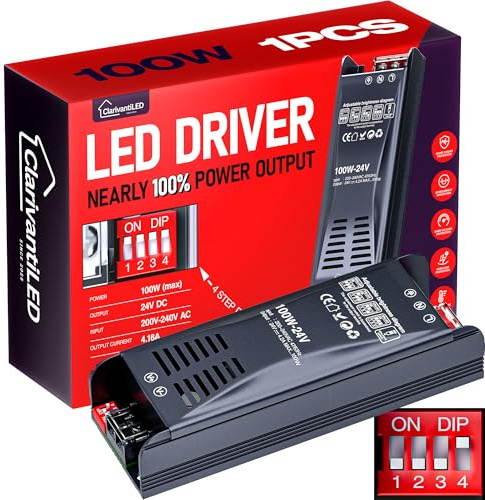 ClarivantiLED LED Trafo Dimmbar 24V 100W 4.16A 1pcs Transformator AC 220V 230V auf 24V DC Netzteil Power Supply für LED Strip Netzteil 24V Konstantspannungs Power Supply für Beleuchtung