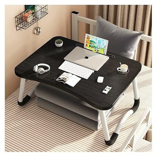 DECODEKO Bandeja para Cama Plegable, Mesa de Cama para Desayuno, Ideal para Portátil, Ordenador, Libros, Playa y Camping con Soporte para Portátil y Atril para Libros (Mod 1 Negro)