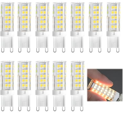 G9 LED Light Bulbs 5W Cool White 500 Lumens 12-Pack Corn Bulb Replacement | 40W halogen capsule, AC 220-240V non-dimmable, no flicker, chandelier cabinet ceiling wall fixture, home lamp décor