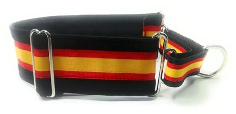 DOG PREMIUM Collar Martingale de Terciopelo con Bandera de España, 5 cm x 40-50 cm. Talla L. Fabricado en España