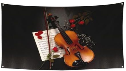 Violine Notenblatt Druck Halloween Party Banner Outdoor Hof Dekor für Zaun Veranda Garten Urlaub hängende Dekoration