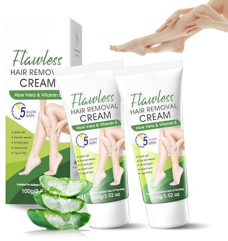 Aloe Vera Enthaarungscreme,2 Stück Enthaarungscreme Männer Frauen depilan,Sanfte Haarentfernun,Schnell,Langanhaltend,Haarentfernungscreme für Körper, Achseln,Intimbereich,Arme & Beine