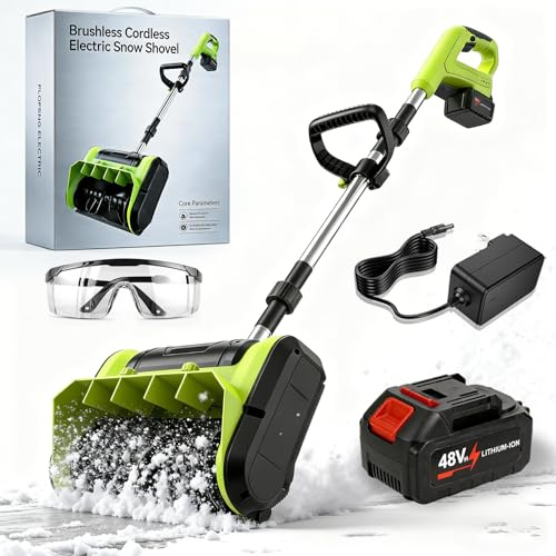 Bürstenlose schnurlose Schneeschaufel, 34 cm, 40 V, elektrische Schneefräse mit 4,0 Ah Akku und Schnellladegerät, batteriebetriebene Schneeräumung mit 7,6 m Wurfabstand für Einfahrten, Terrassen