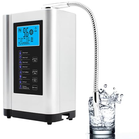 Water Ionizer Purifier with Adjustable pH 3.5-10.5, High ORP -500mV, 8000L Filter Capacity, 7 Settings, Auto-Cleaning for Alkaline Acid Water
