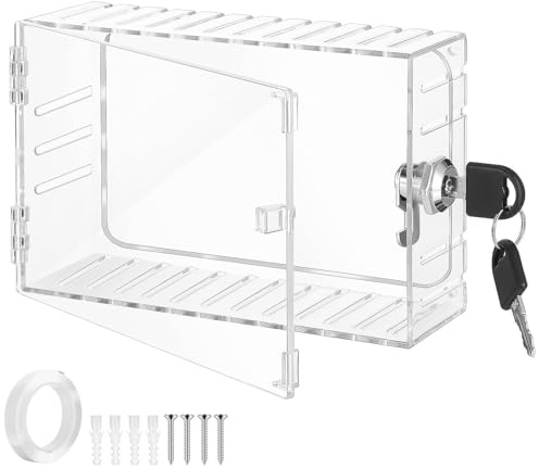 LALAFINA Acrylic Thermostat Lock Box with Key and Wall Mounting Screws Protective Cover for Nest and Boiler Thermostat Controls in Home Settings
