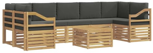 vidaXL Outdoor-Sofagarnitur 8 pcs Weiß und Anthrazit Polyester, Garten Lounge, modernes Outdoor-Sofa-Set, haltbare Sitzmöbel für Terrasse, Bequeme Sitzgelegenheit