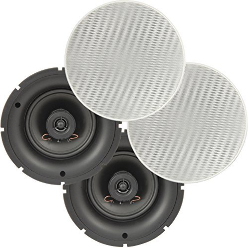 4 Pack of White - 5.25” 8 OHM Low Profile Ceiling Tweeter Speakers - 2 Way Wall Mount/Mounting Slim/Sleek Line – Amplifier/Impendence