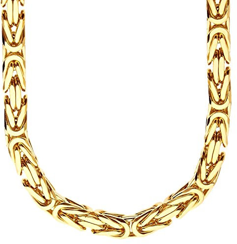 .iced-out. Sterling 925er Silber Königskette - BYZANTIN 8x8mm gold 70cm