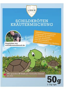 Linsor Mélange d'herbes pour tortues - 50 g pour 17-50 m² - Mélange d'herbes sauvages - Prairie d'herbes pour tortues terrestres - Graines pour nourriture pour tortues