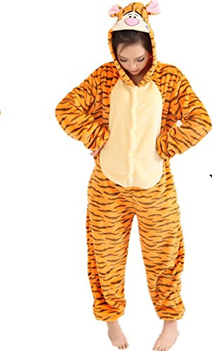Generic Unisex Adult Onesie - Piglet Tigger Eeyore donkey Fancy Dress Costume Hoody Pyjama Sleep wear - Tigger (M, Height 160cm-170cm)