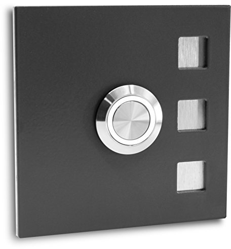 Jung-Edelstahl-Design Türklingel ohne Gravur Köln Klingelplatte 7 x 7 cm. Led Taster anthrazit RAL7016 pulverbeschichtet Klingelschild V2a Edelstahl (LED weiß)