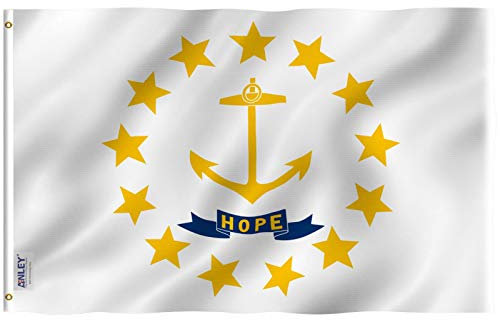 Anley Fly Breeze 3x5 Fuß Rhode Island State Flag - Lebendige Farbe und UV-beständig - Canvas Header und doppelt genäht - Rhode Island RI Flags Polyester mit Messingösen 3 x 5 Ft