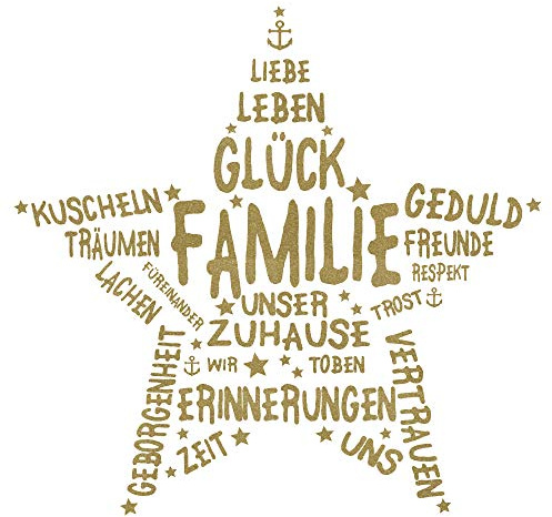 timalo® Wandtattoo Familie Spruch – unser zu Hause – Geborgenheit mit Sternen – über 30 Farben | 73072-koenigsblau-60x58
