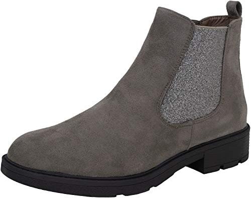 Fitters Footwear That Fits Donne Stivaletto Mena Microfibra Stivaletto Chelsea Metallico con Elastico (43 EU, Grigio)