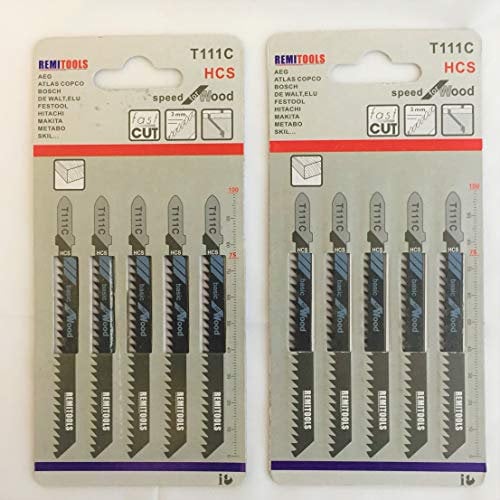 REMI TOOLS LTD Jigsaw Blades T111C to Cut Timber Wood Plywood MDF Quantity 10 T Shank Fitting for Fast Cut