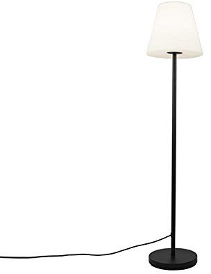Qazqa - Design Außen Stehlampe schwarz mit weißem Schirm 35 cm IP65 - Virginia I Außenbeleuchtung - Stahl Länglich - LED geeignet E27