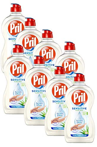 Pril Sensitive Aloe Vera, (8 x 450 ml) Handgeschirrspülmittel, pH hautneutral mit Seideneffekt