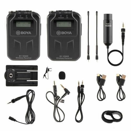 BOYA Micrófono Lavalier inalámbrico UHF BY-WM6S 3.5mm & XLR