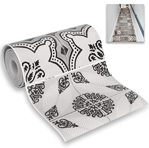 Carreaux de simulation noir et blanc, rénovation des anciens escaliers familiaux, autocollants muraux autocollants 13 autocollan