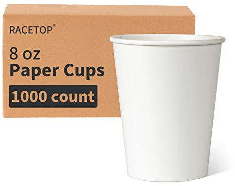 RACETOP 1000 pack 8 oz Paper Coffee Cups Disposable, Hot Coffee Cups 8oz, Office Coffee Cups (8 oz 1000 pack) (white, 1000)